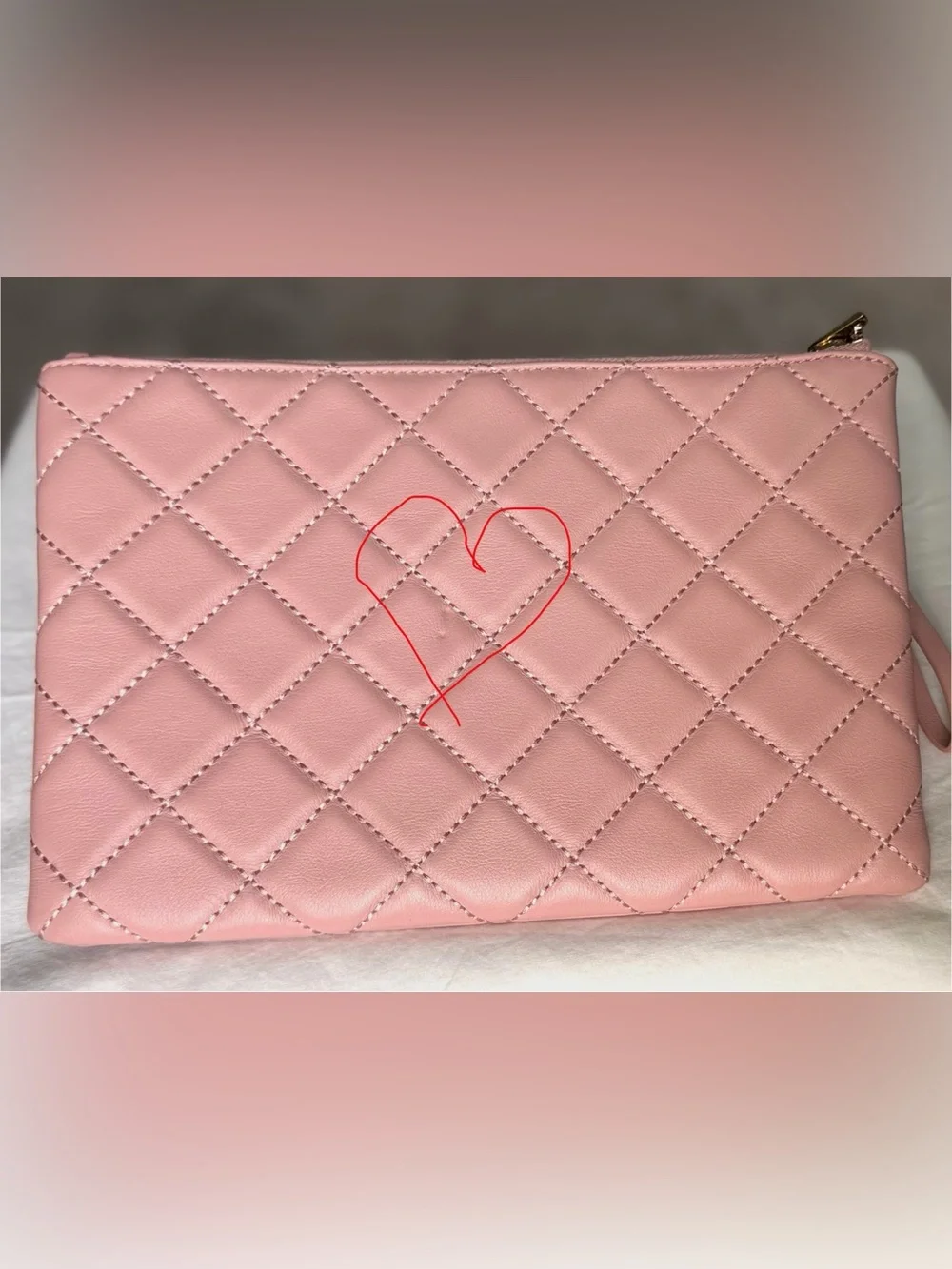 KATE SPADE Pink Quilted Leather Wristlet Clutch